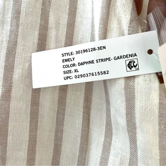 Sam Edelman Emely Cut out Long Sleeve Dress, white and tan stripe size XL New - Picture 11 of 11